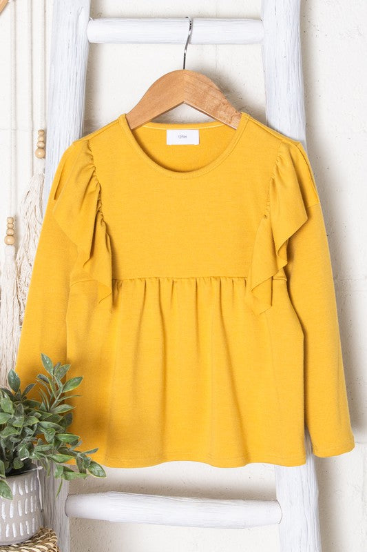 mustard ruffle top